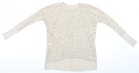 H&M Womens Beige Animal Print  Basic T-Shirt Size S