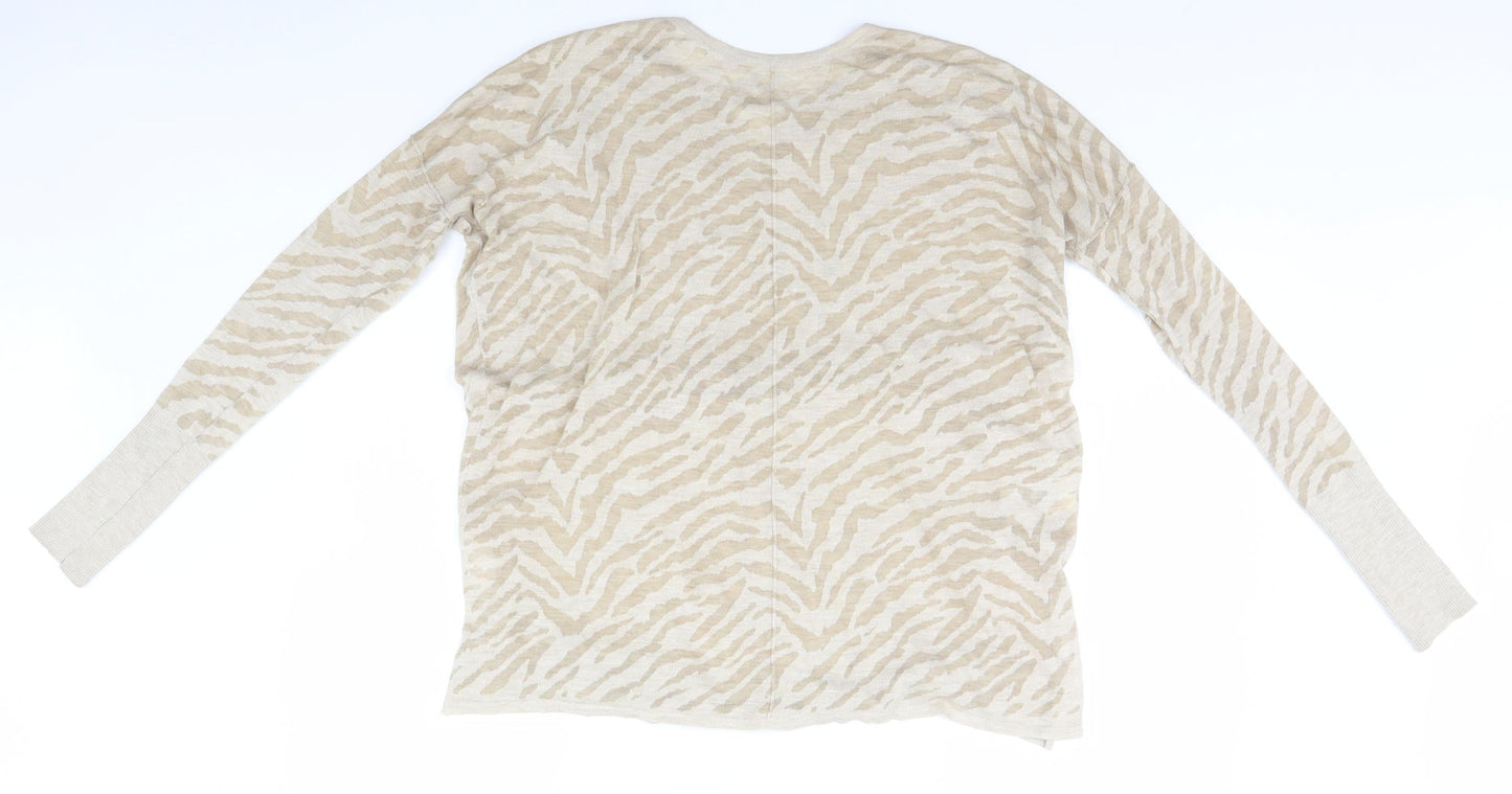 H&M Womens Beige Animal Print  Basic T-Shirt Size S