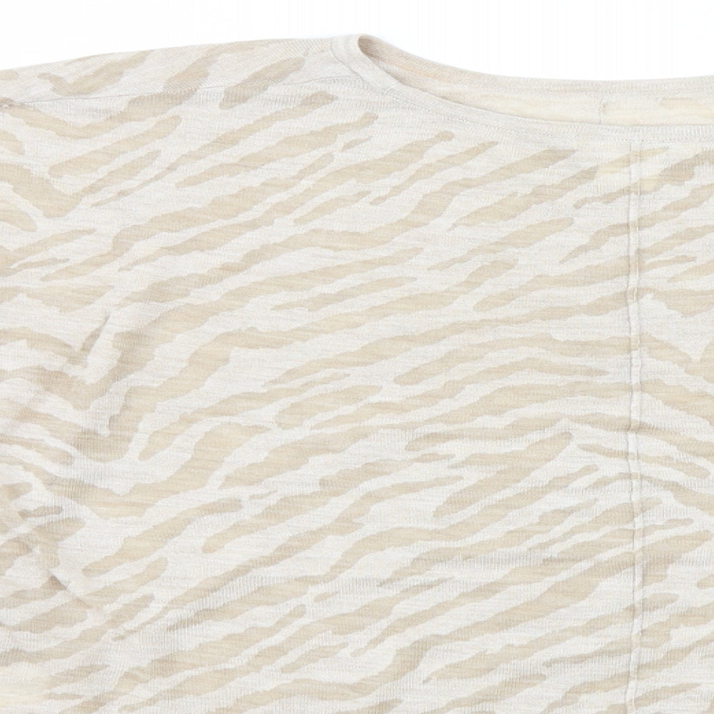 H&M Womens Beige Animal Print  Basic T-Shirt Size S