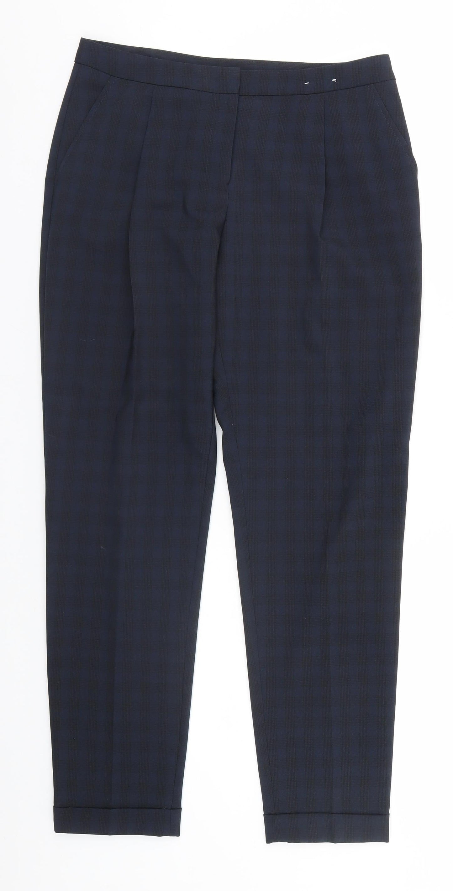 Dorothy Perkins Womens Blue Check  Trousers  Size 8 L28 in