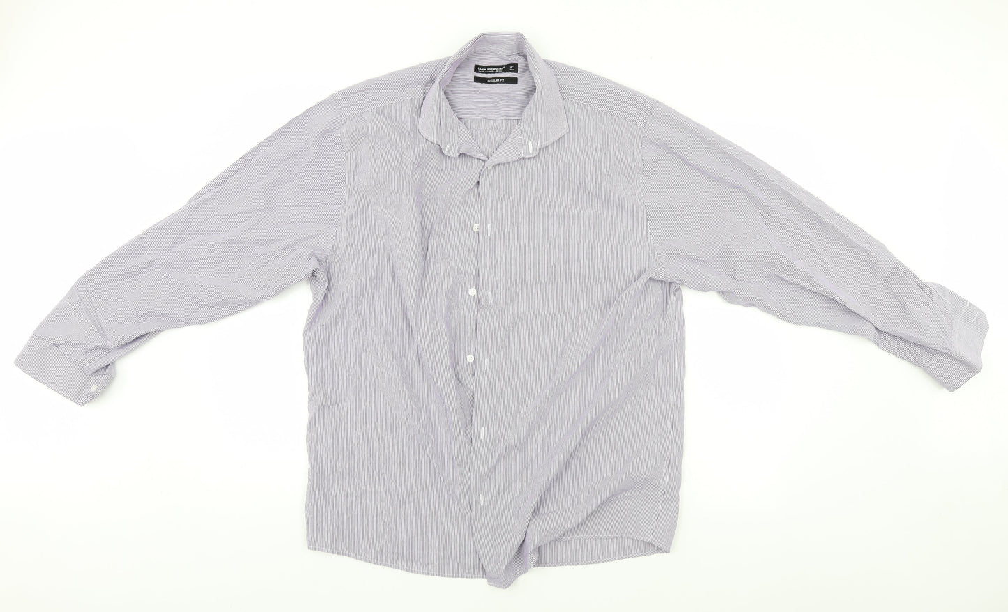 Cedar Wood State Mens Blue Striped   Button-Up Size 17