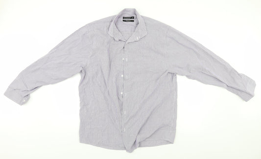 Cedar Wood State Mens Blue Striped   Button-Up Size 17
