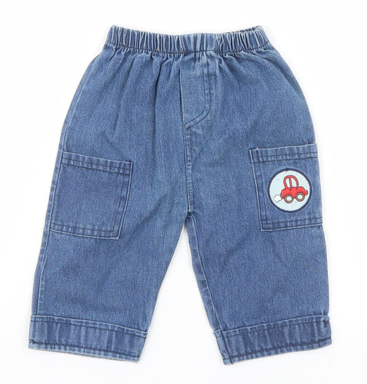 Baby C Boys Blue   Cargo Jeans Size 6-9 Months  - Car