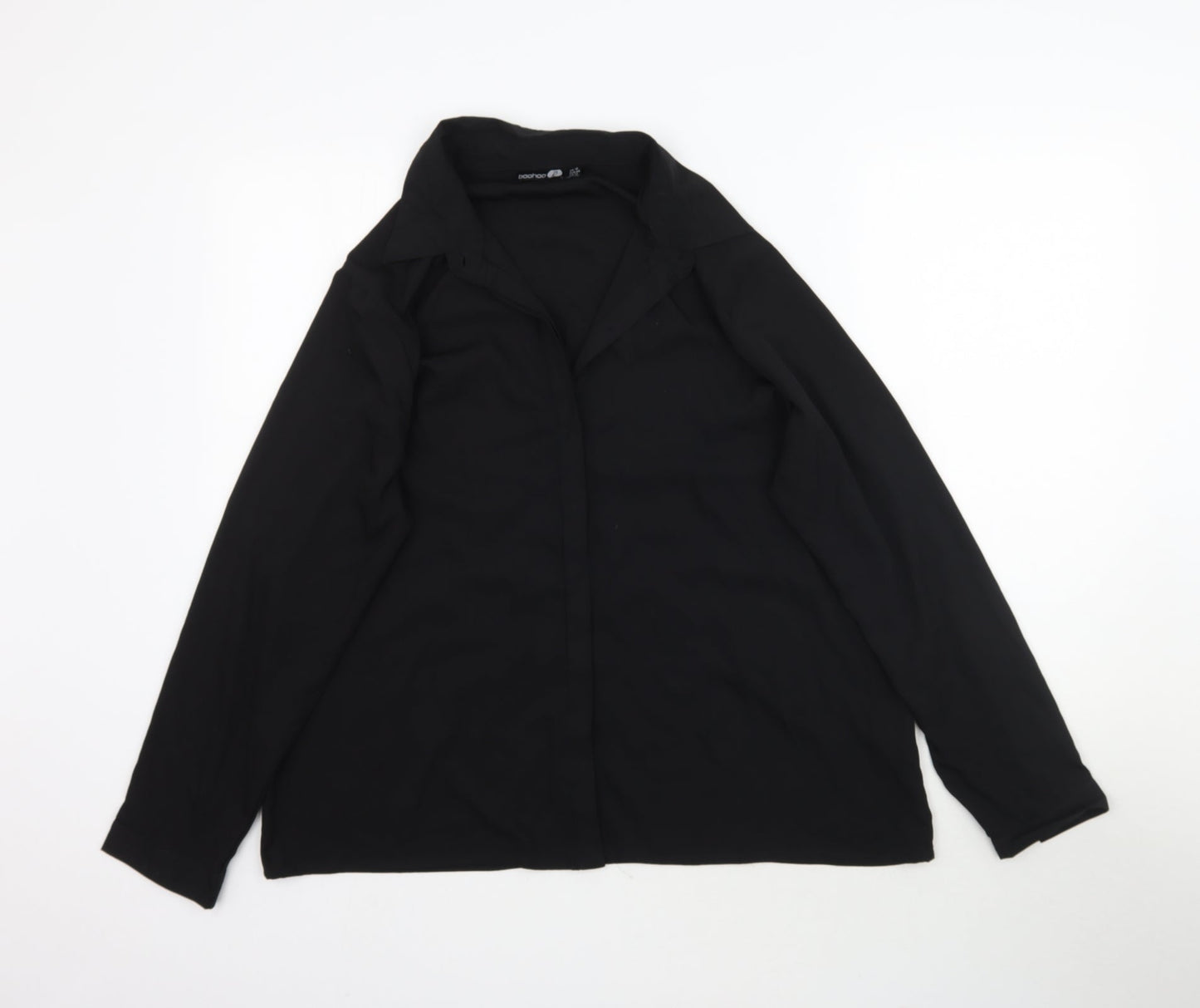 Boohoo Womens Black   Basic Button-Up Size 16