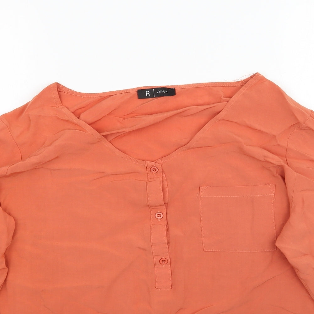R EDITION  Womens Orange   Basic Blouse Size 18