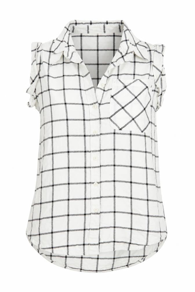 Matalan Womens White Plaid  Basic Button-Up Size 8