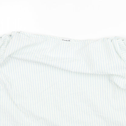 Simply Be Womens White Striped  Basic Blouse Size 20