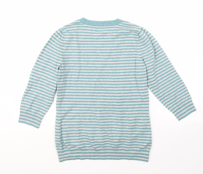 Preloved Gap Womens Blue Striped Knit Pullover Jumper Size L - Back