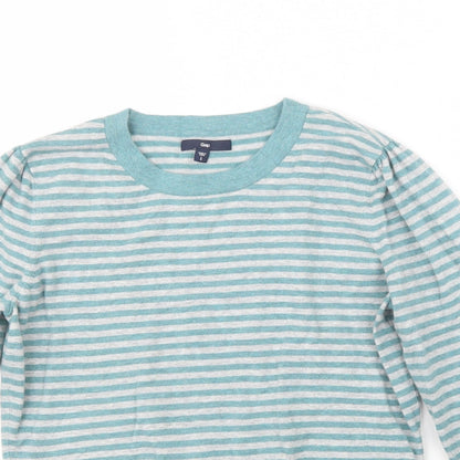 Preloved Gap Womens Blue Striped Knit Pullover Jumper Size L - Detail