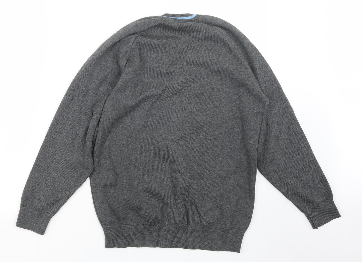 Magic Fit Mens Grey  Knit Pullover Jumper Size S