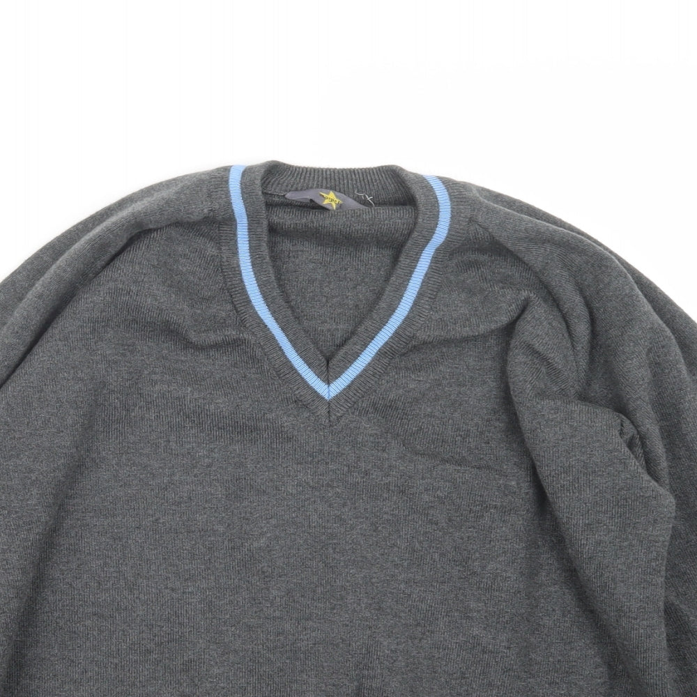 Magic Fit Mens Grey  Knit Pullover Jumper Size S
