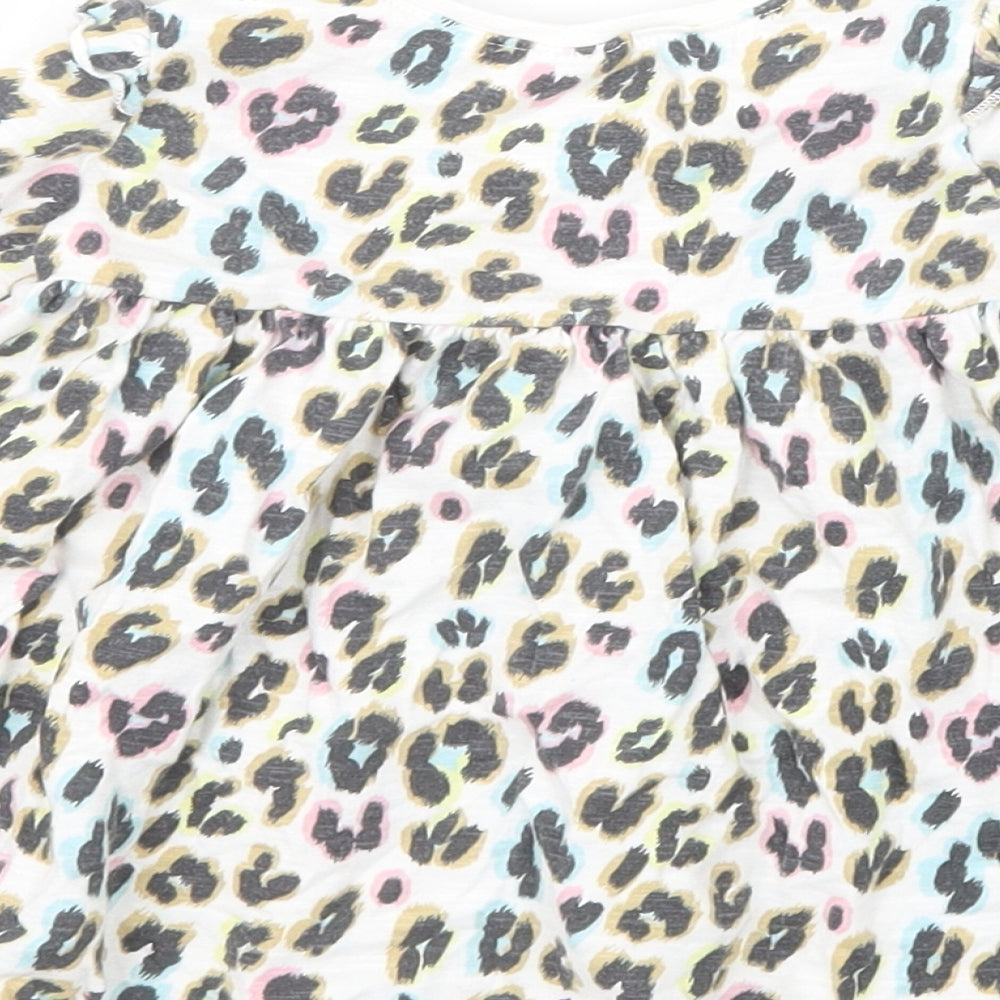 NEXT Girls White Animal Print  Basic T-Shirt Size 3-6 Months