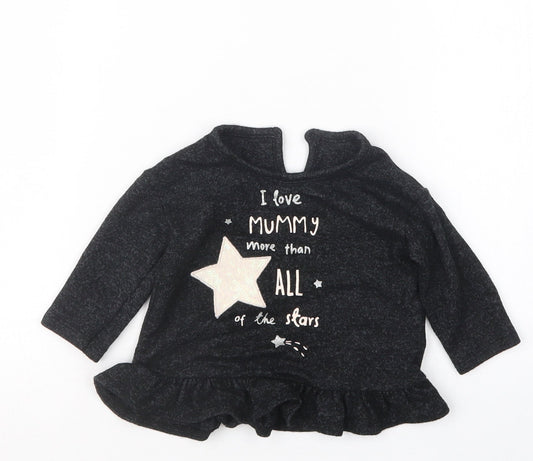 George Girls Black   Basic T-Shirt Size 3-6 Months