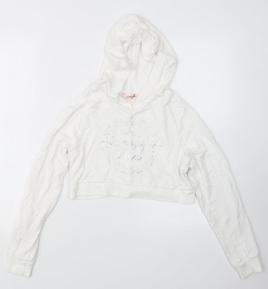 Pineapple Girls White   Pullover Hoodie Size 11-12 Years  - Cropped
