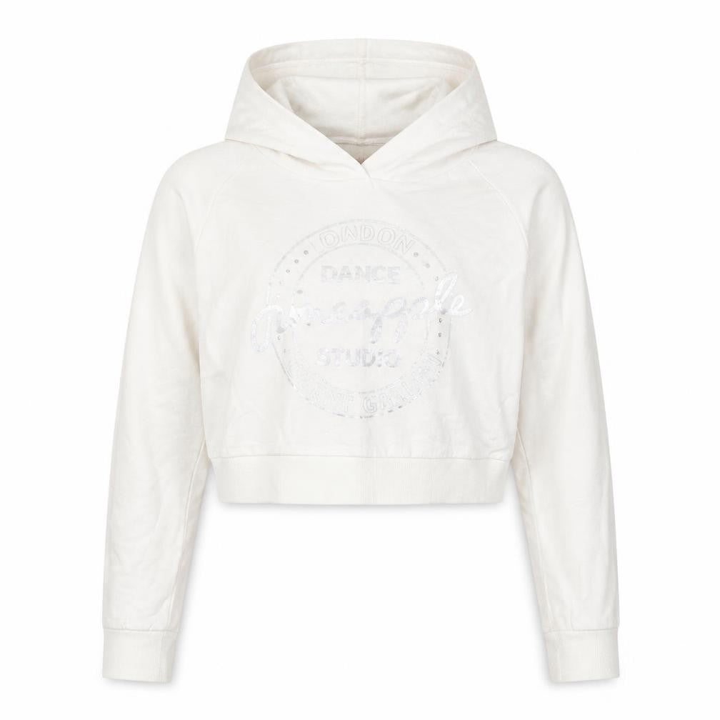 Pineapple Girls White   Pullover Hoodie Size 11-12 Years  - Cropped