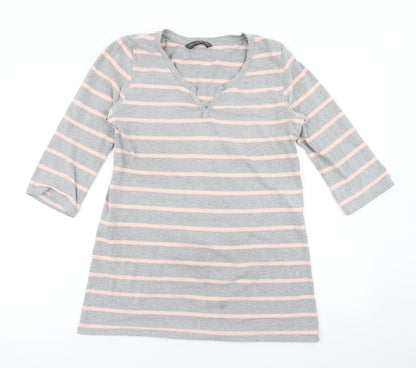 Preloved Blooming Marvellous Womens Grey Striped  Basic T-Shirt Size L - Front