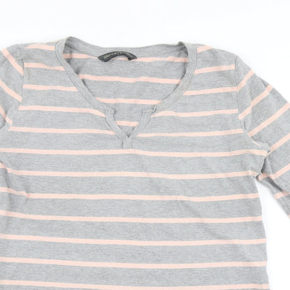 Preloved Blooming Marvellous Womens Grey Striped  Basic T-Shirt Size L - Detail