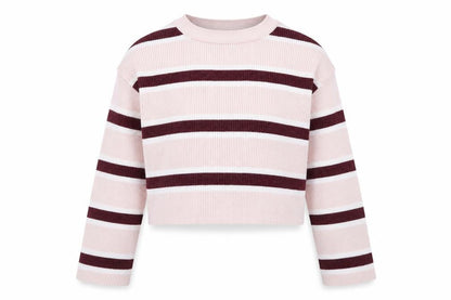 915 Generation Girls Pink Striped  Pullover Jumper Size 10-11 Years  - Cropped