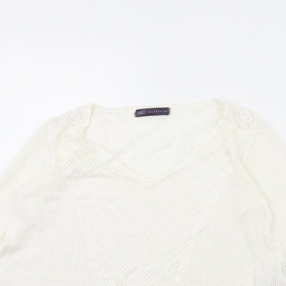 Marks & Spencer Womens White   Pullover Jumper Size 10