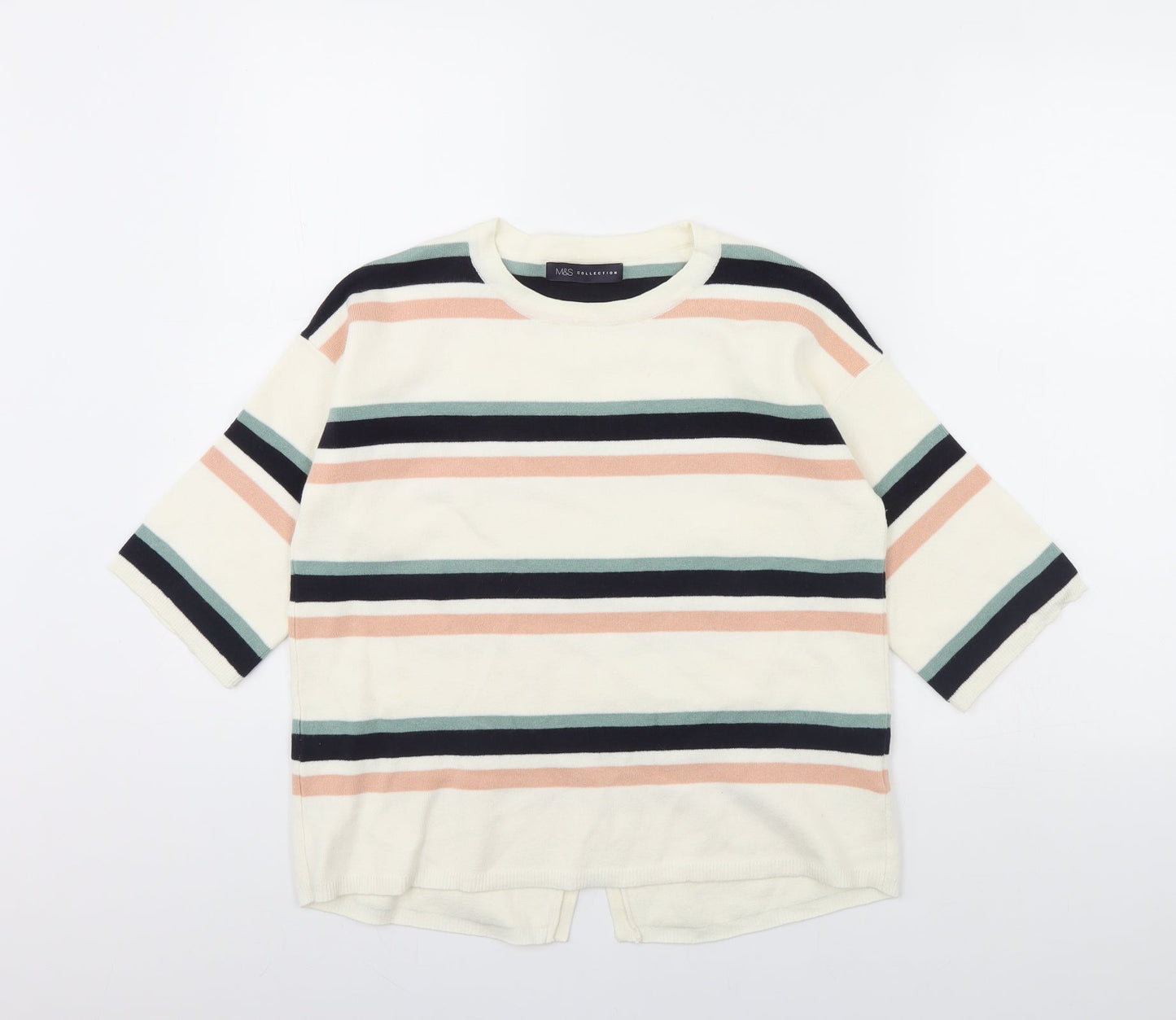 M&S Womens Ivory Striped  Pullover Jumper Size S