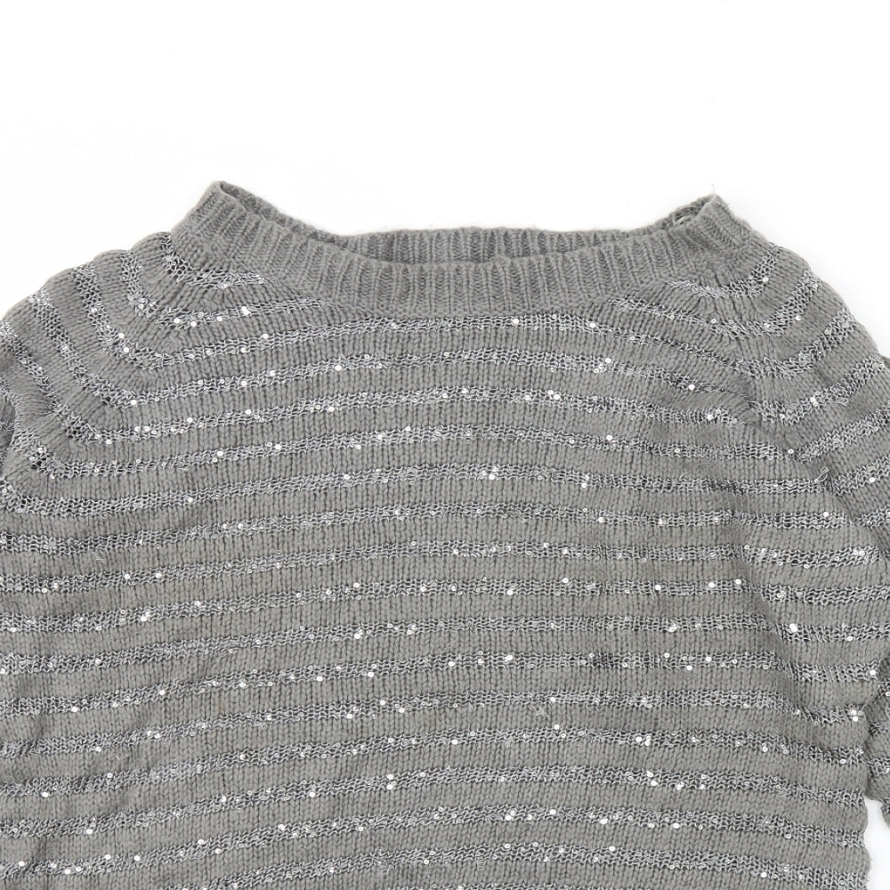 Originals Womens Grey Striped  Pullover Jumper Size L