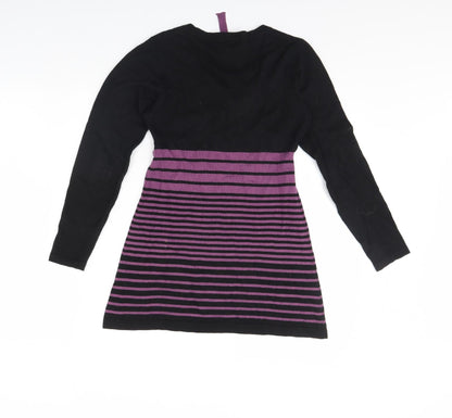 Preloved Preworn Womens Black Striped  Pullover Jumper Size 8 - Back