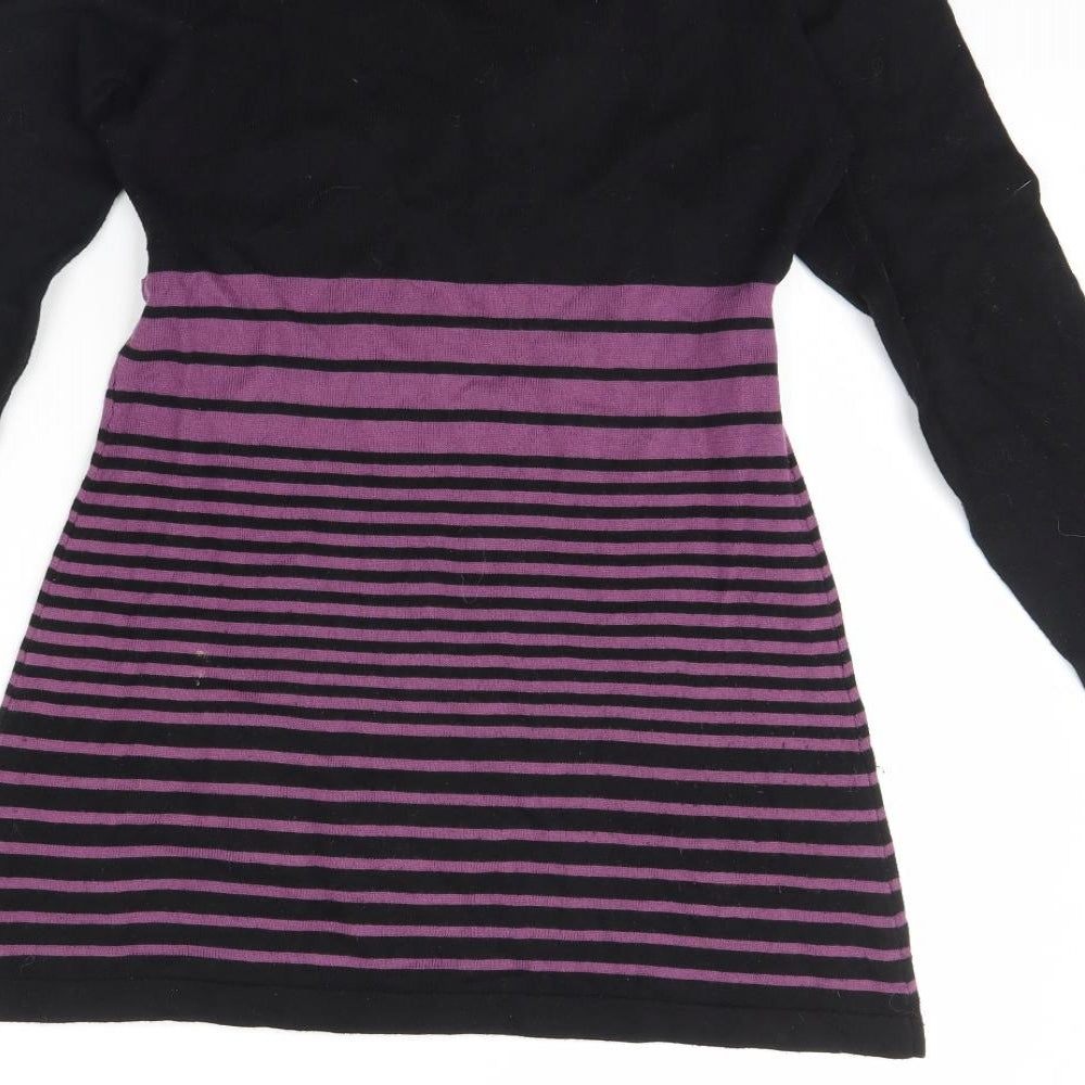 Preworn Womens Black Striped  Pullover Jumper Size 8