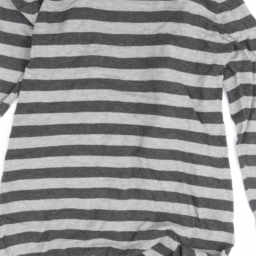Roman Womens Grey Striped  Cardigan Jumper Size 14