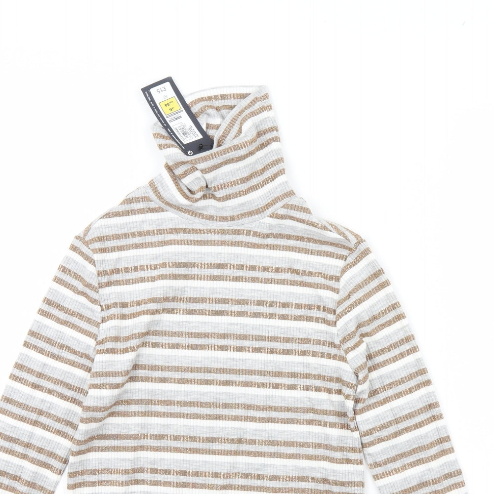 M&S Womens Beige Striped  Pullover Jumper Size 6