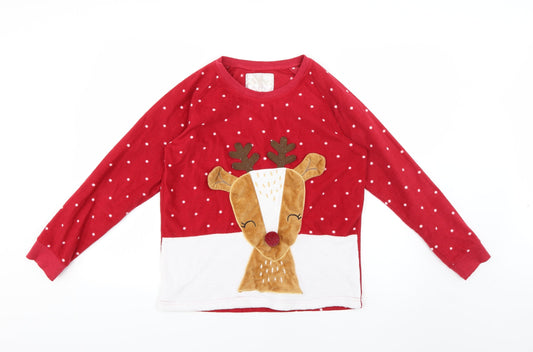 for your perfect Christmas Womens Red Polka Dot  Top Pyjama Top Size 8  - Christmas