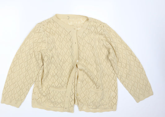 BM Womens Beige   Cardigan Jumper Size L