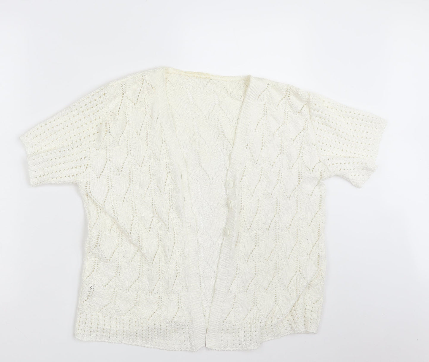 Preworn Womens Ivory Argyle/Diamond  Cardigan Jumper Size M