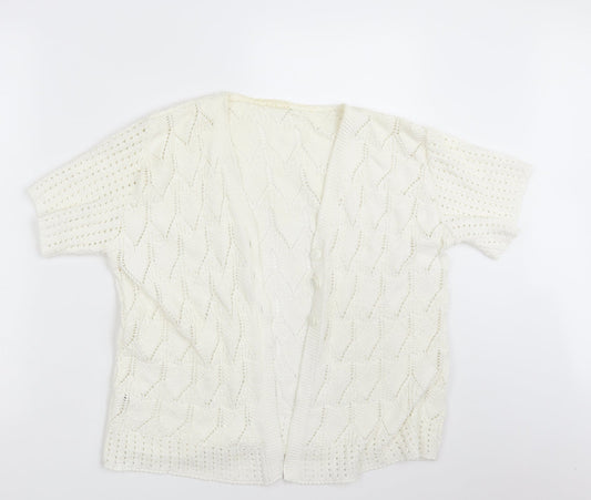 Preworn Womens Ivory Argyle/Diamond  Cardigan Jumper Size M