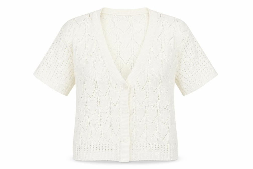 Preworn Womens Ivory Argyle/Diamond  Cardigan Jumper Size M