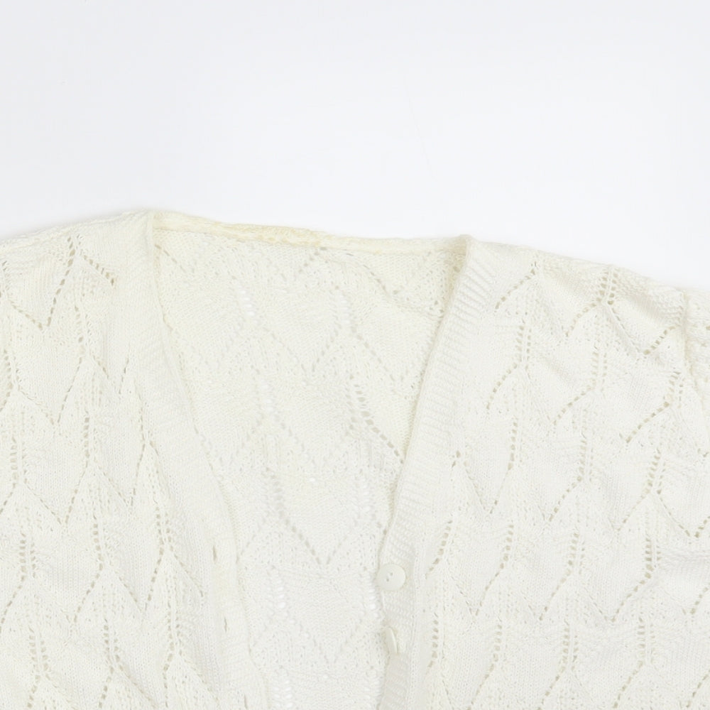 Preworn Womens Ivory Argyle/Diamond  Cardigan Jumper Size M