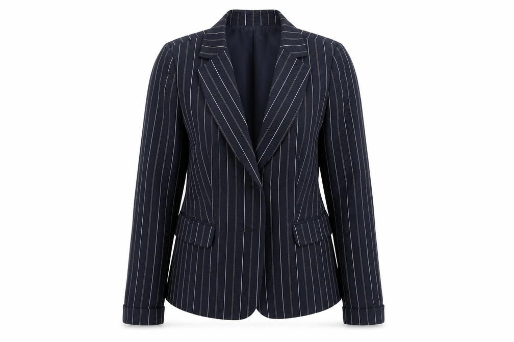 Libra Womens Blue Striped  Jacket Blazer Size 10