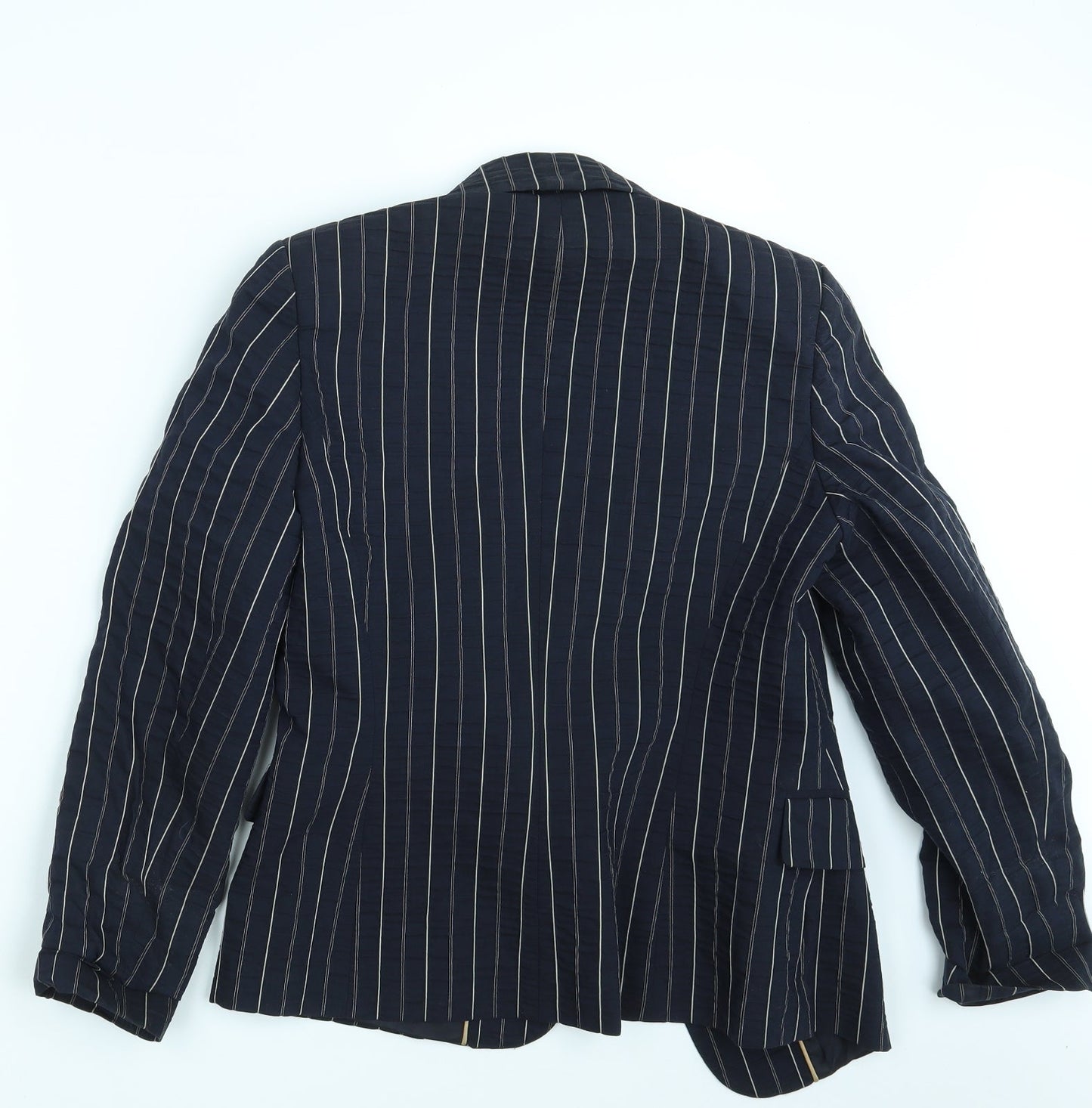 Libra Womens Blue Striped  Jacket Blazer Size 10