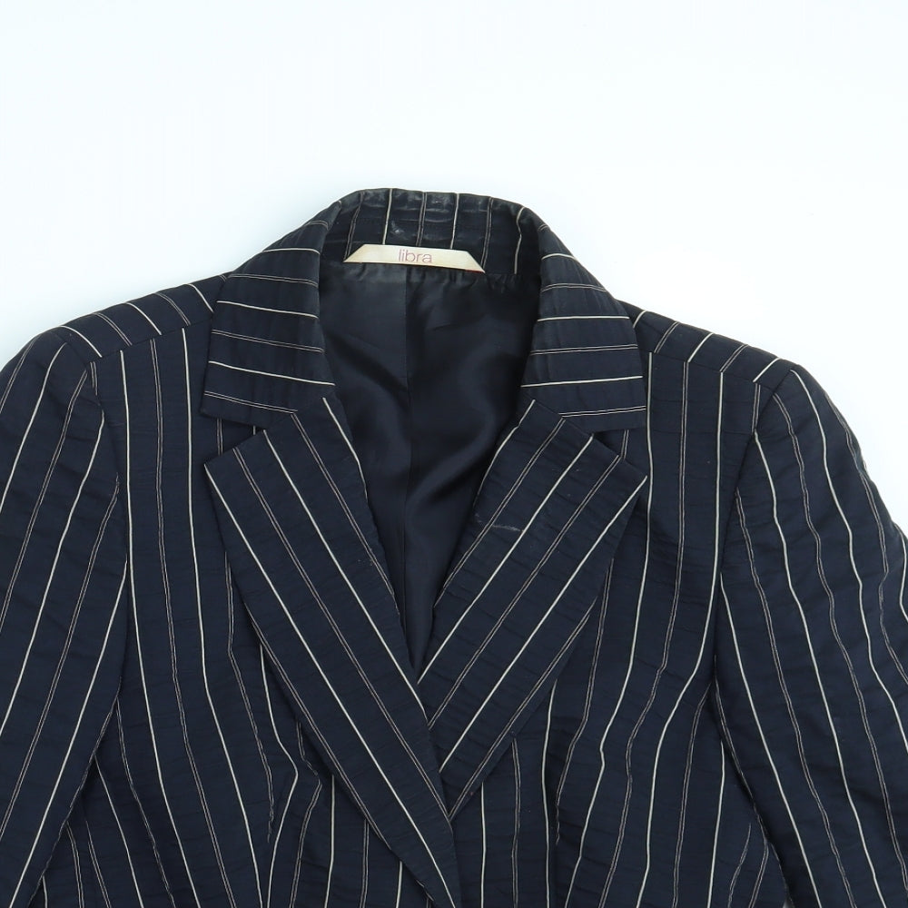 Libra Womens Blue Striped  Jacket Blazer Size 10