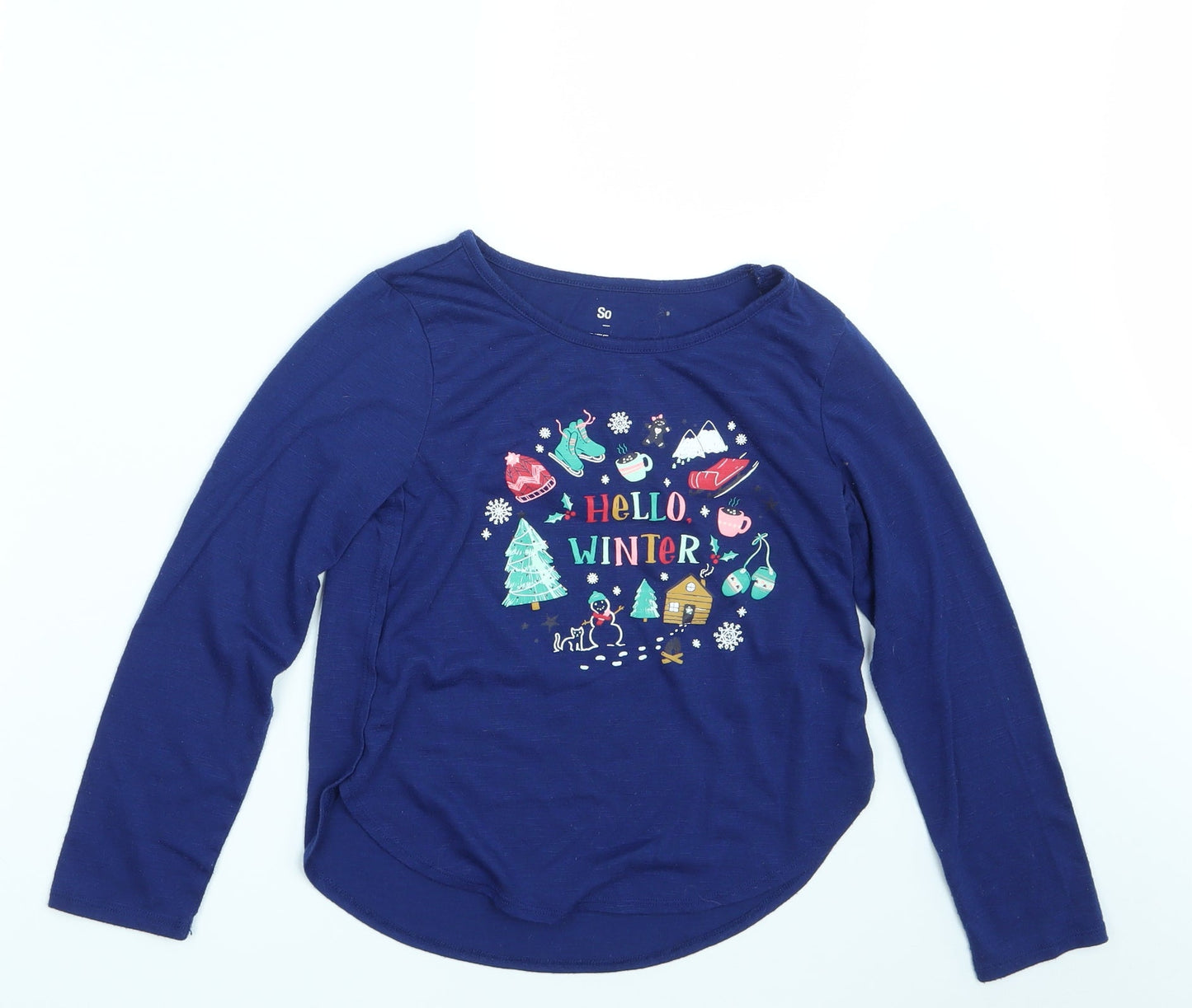 Kohl's Girls Blue  Rayon Pullover Sweatshirt Size M  - Seasonal Christmas Festive Holiday