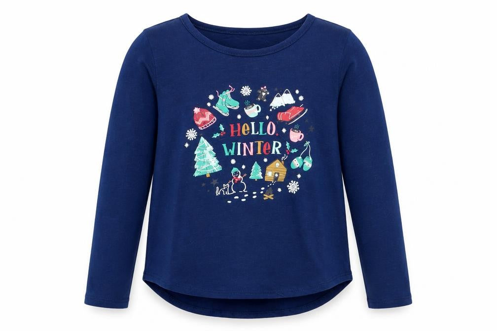 Kohl's Girls Blue  Rayon Pullover Sweatshirt Size M  - Seasonal Christmas Festive Holiday
