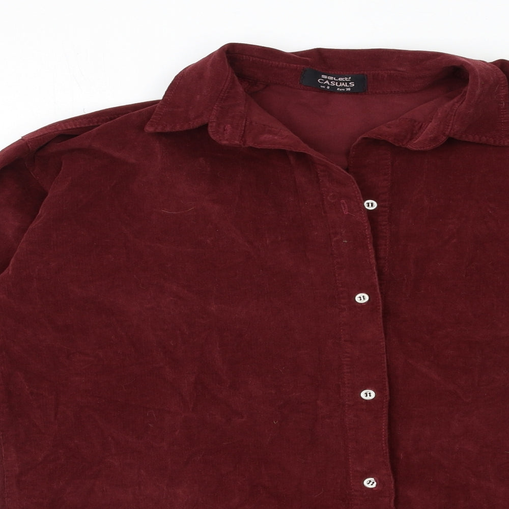 Select Womens Red  Corduroy Shirt Dress  Size 8