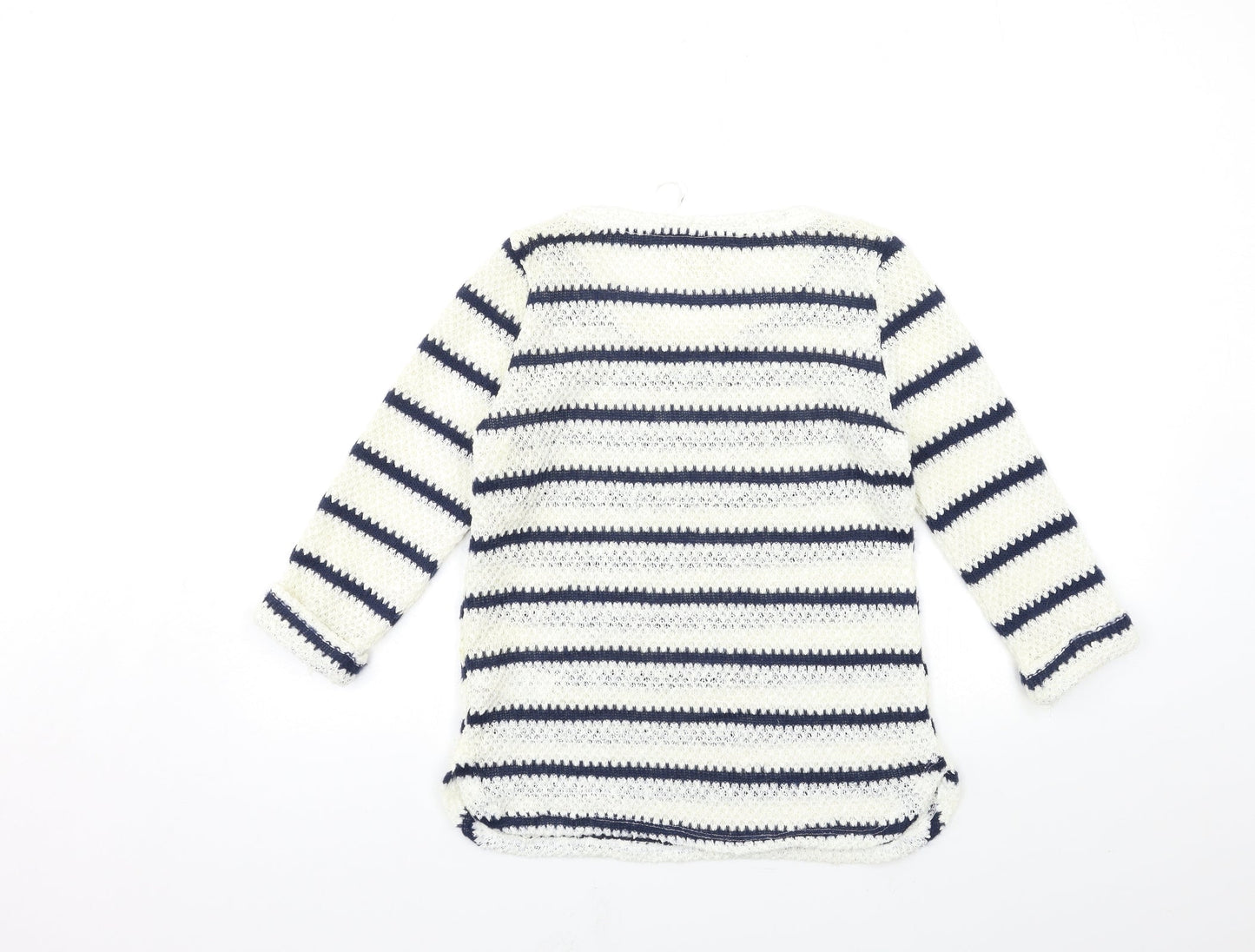 New Look Womens White Striped Knit Pullover Jumper Size 8