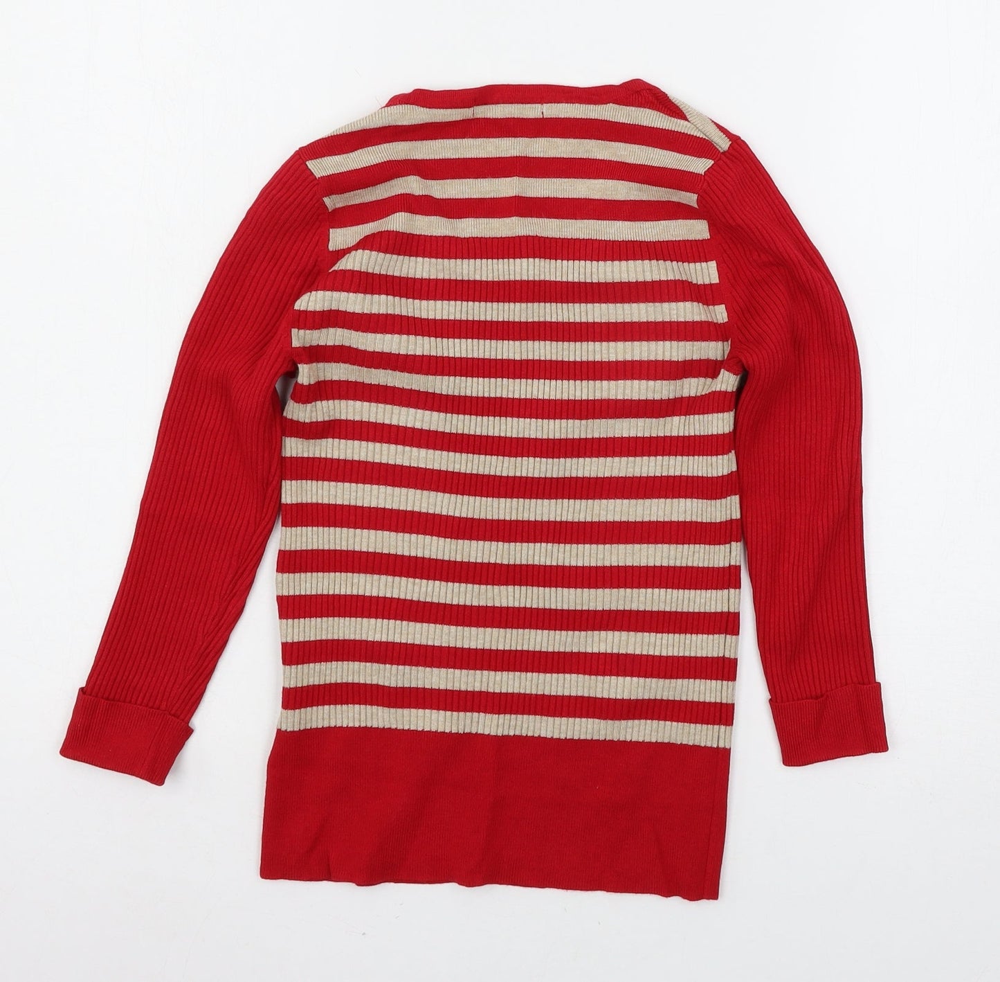 Marks and Spencer Womens Red Striped Knit Pullover Jumper Size 8