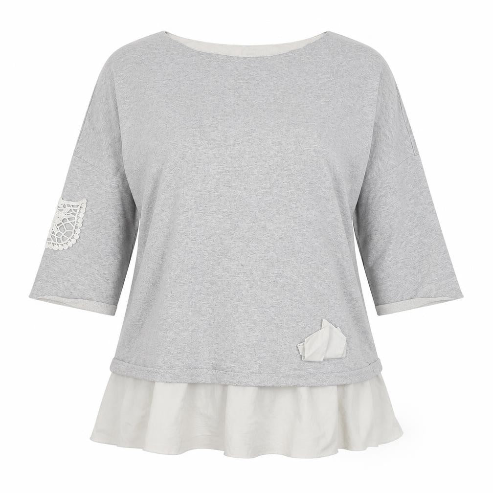 Baset Womens Grey  Jersey Basic T-Shirt Size XL