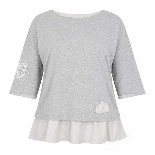Baset Womens Grey  Jersey Basic T-Shirt Size XL