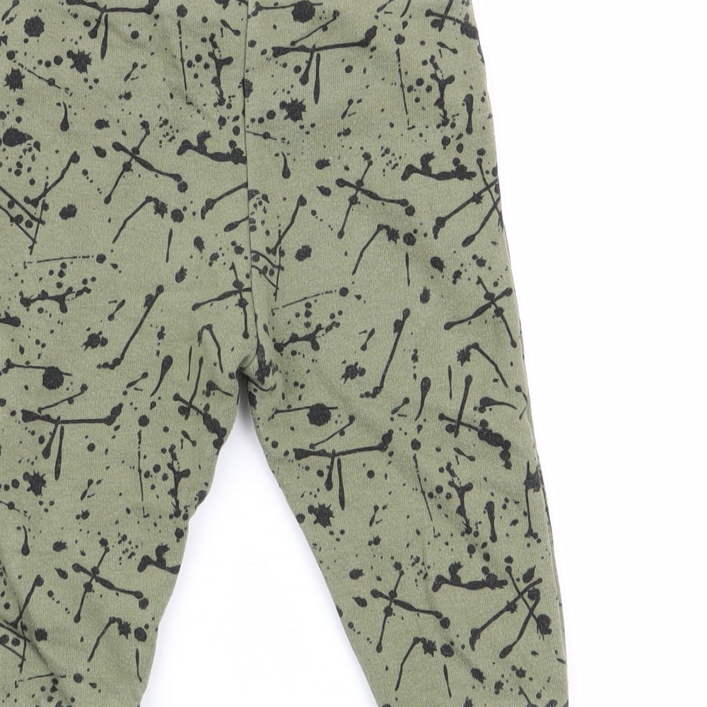 fred and flo Boys Green Geometric  Jogger Trousers Size 6-9 Months