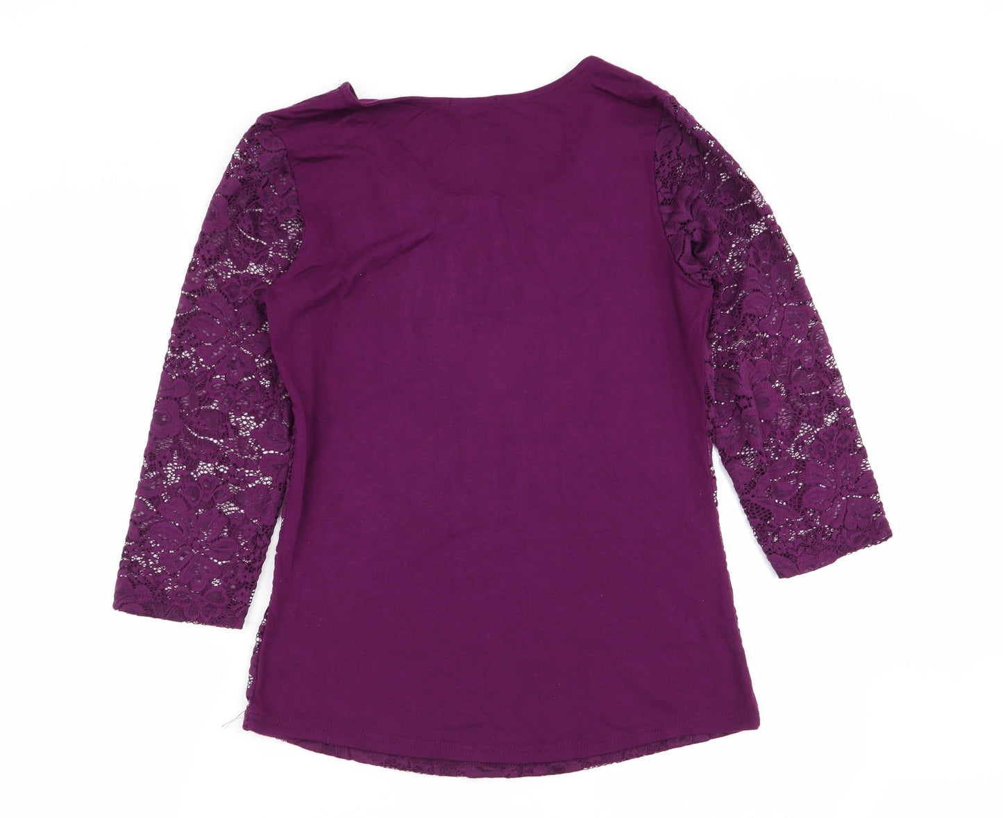 Amisu Womens Purple Floral  Basic T-Shirt Size 14