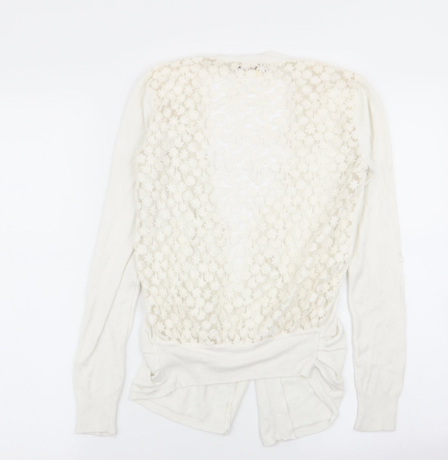 vouley vous Womens White Floral  Cardigan Jumper Size M