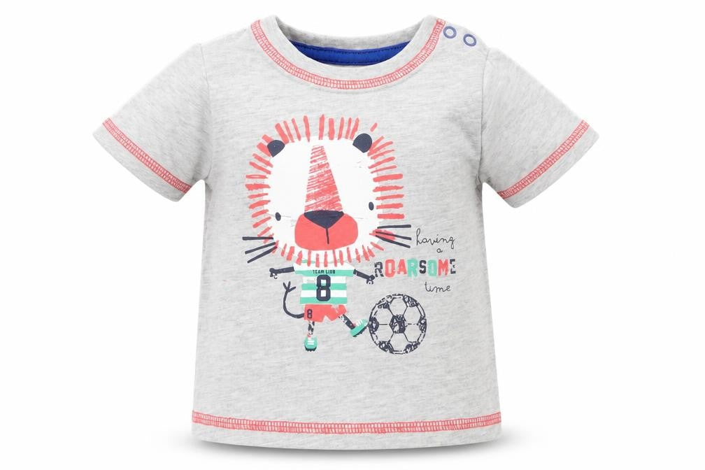 Tu Boys Grey Animal Print  Basic T-Shirt Size 0-3 Months