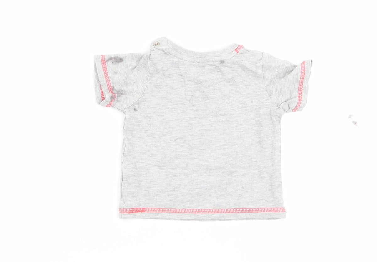 Tu Boys Grey Animal Print  Basic T-Shirt Size 0-3 Months